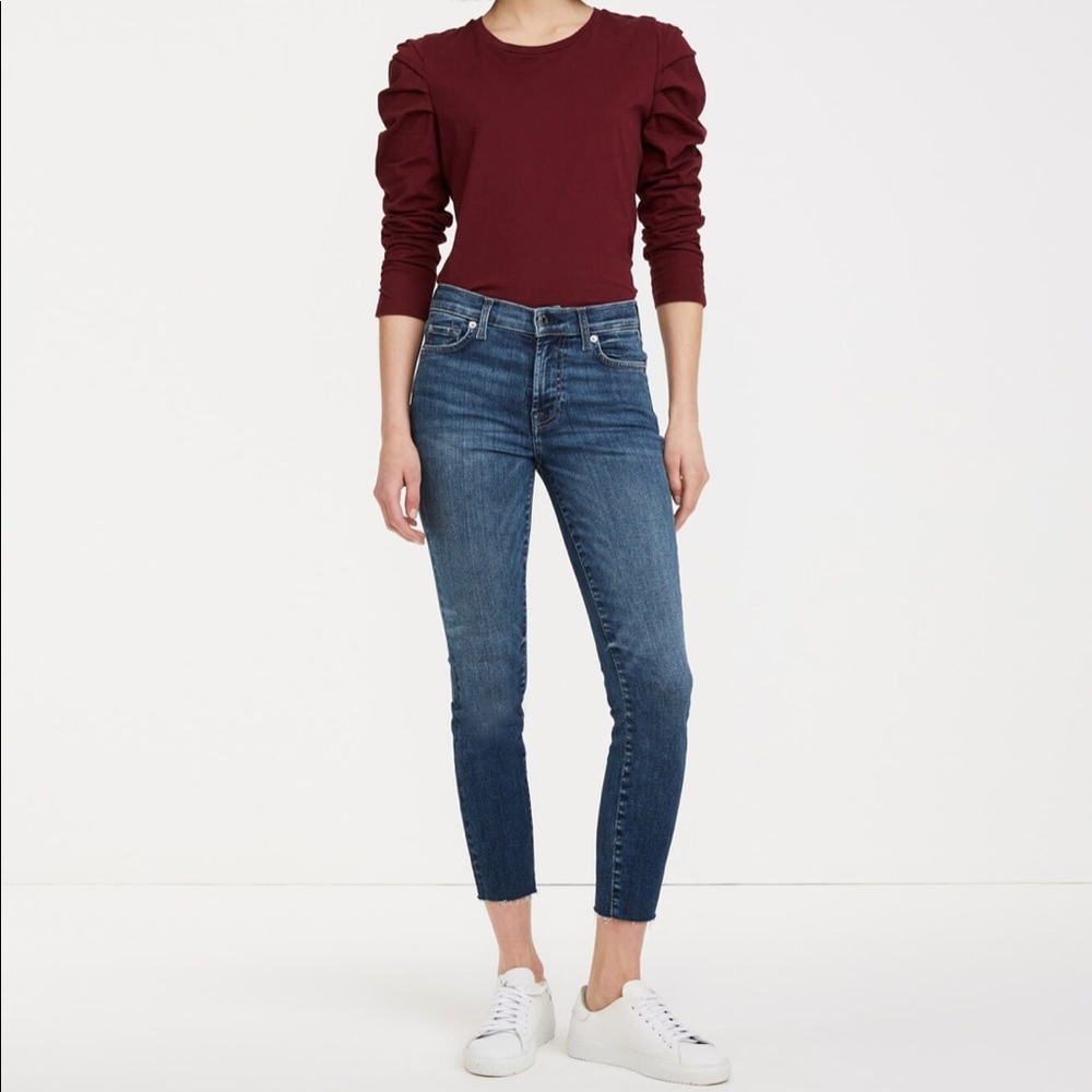 NWT 7 for All Mankind Slim Illusion Traceable Ankle Skinny With Cut Hem Kent 27